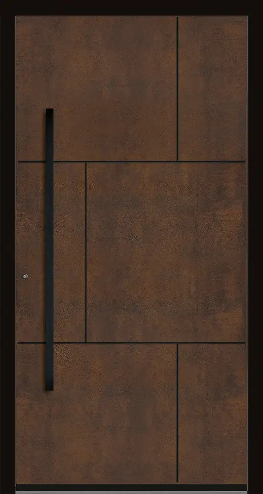 Haustür mit Keramik-Oberfläche - Farbe Corten - Klauke Aluminium