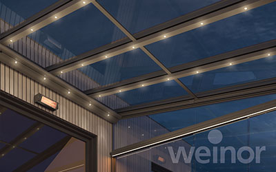 Glas-Terrassenüberdachung Terrazza mit Beleuchtung von weinor