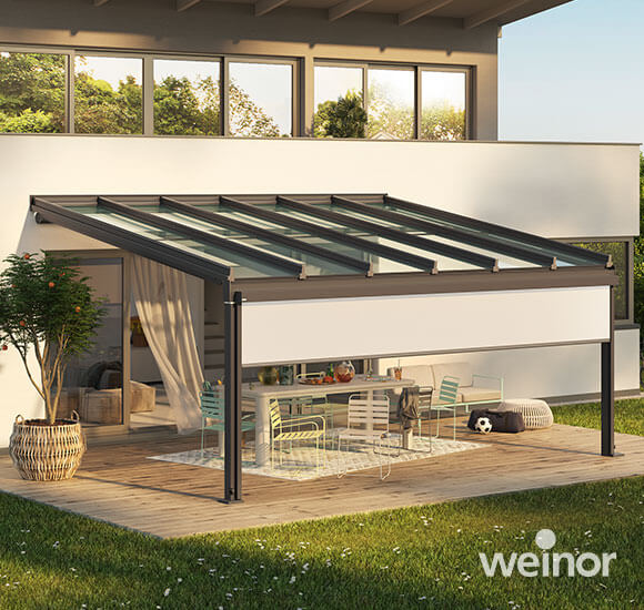 Glas-Terrassendach Terrazza Sempra mit Vertitex bei STÖTZEL